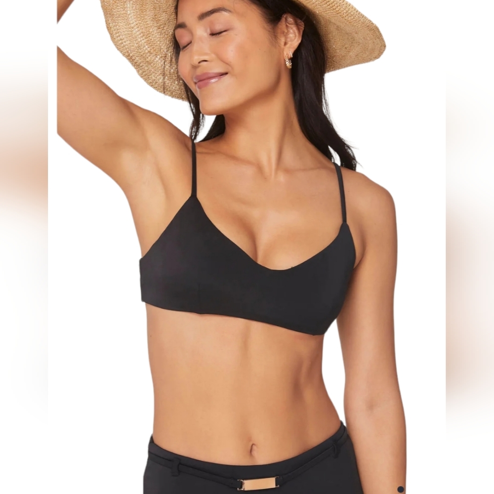 Andie The Molokai Top Black Swim Bathing Suit Adjustable Straps Medium XS NWT
